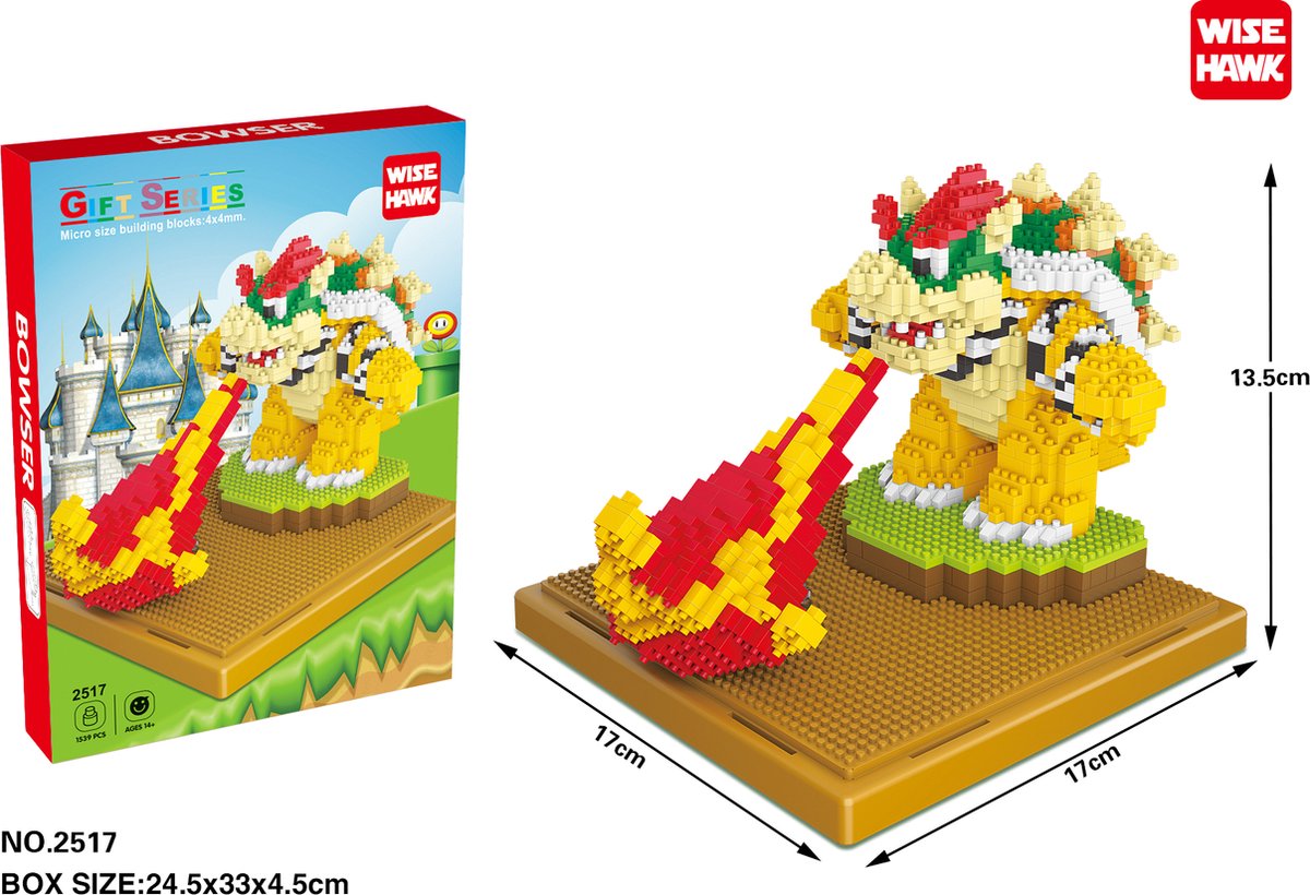 Nanoblock, Brickkies, Bowser, 1539 Bouwblokjes