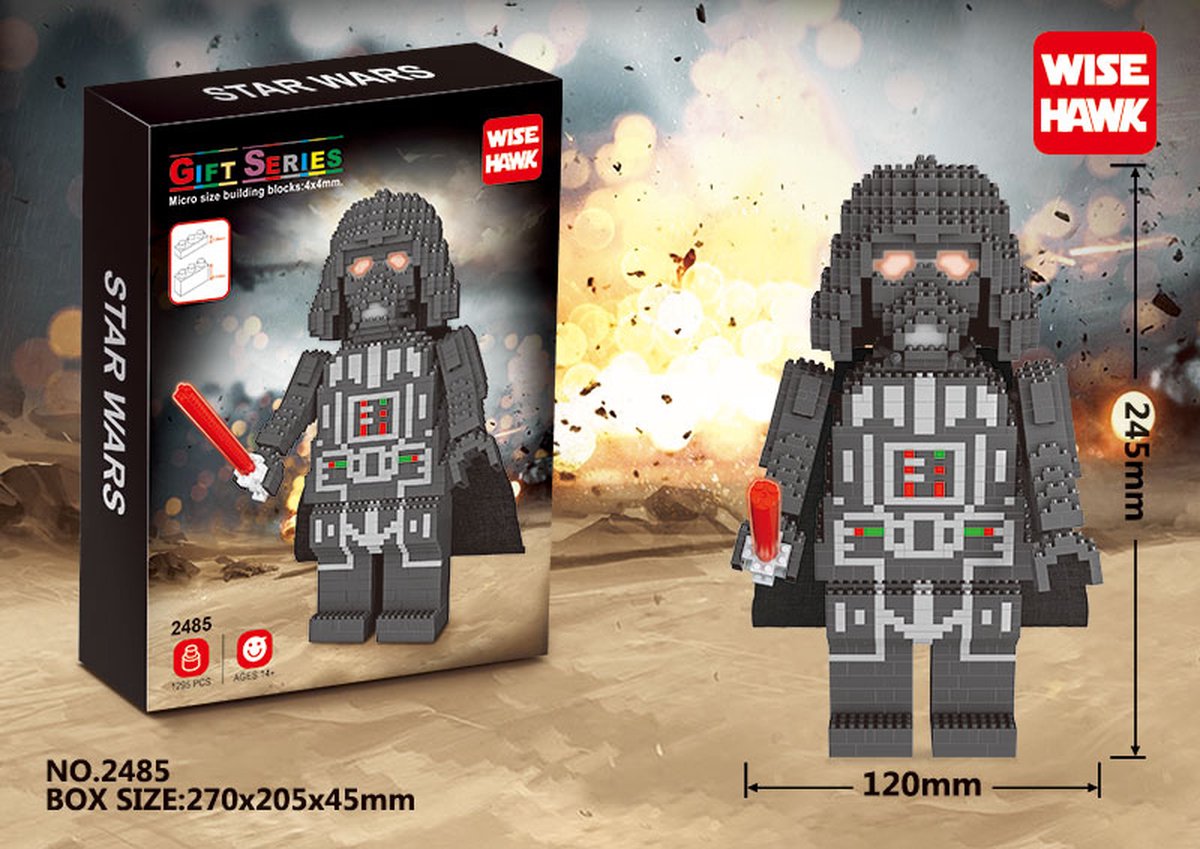 Nanoblock, Brickkies®, Darth Vader (Star Wars), 1295 Bouwblokjes