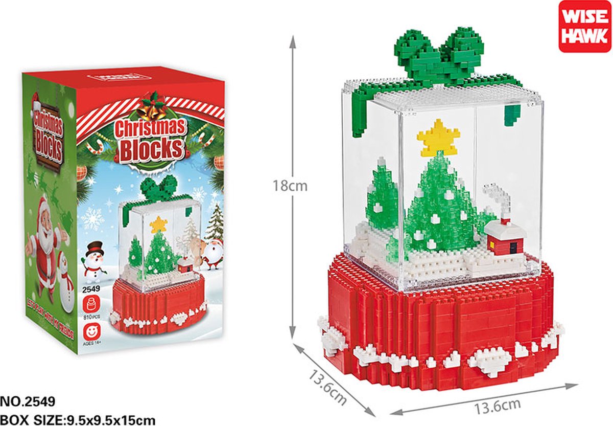 Nanoblock, Brickkies®, Kerstboompje in stolp met verlichting, 810 Bouwblokjes