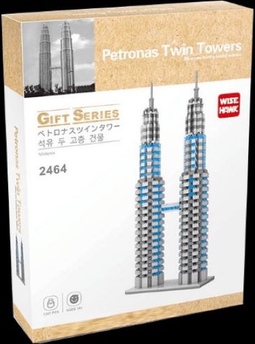 Nanoblock, Brickkies®, Petronas Twin Tower in Kuala Lumpur, 1247 Bouwblokjes