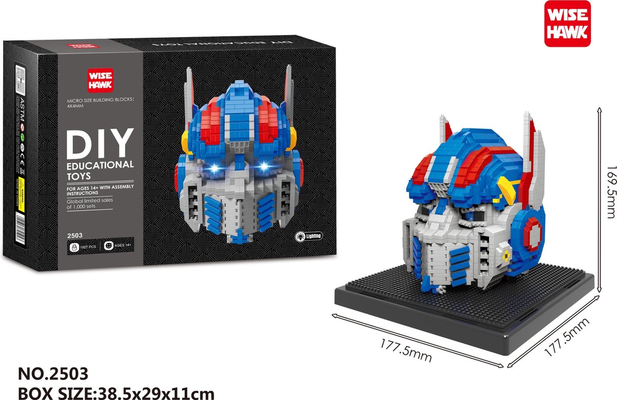 Transformer Optimus Prime bouwset  met led ogen (1927-delig)