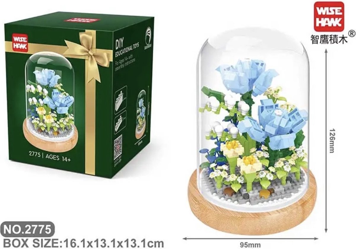 Wise hawk - Bloemen bouwset Blauw - Nano blokjes - Geen orginele lego bloemen