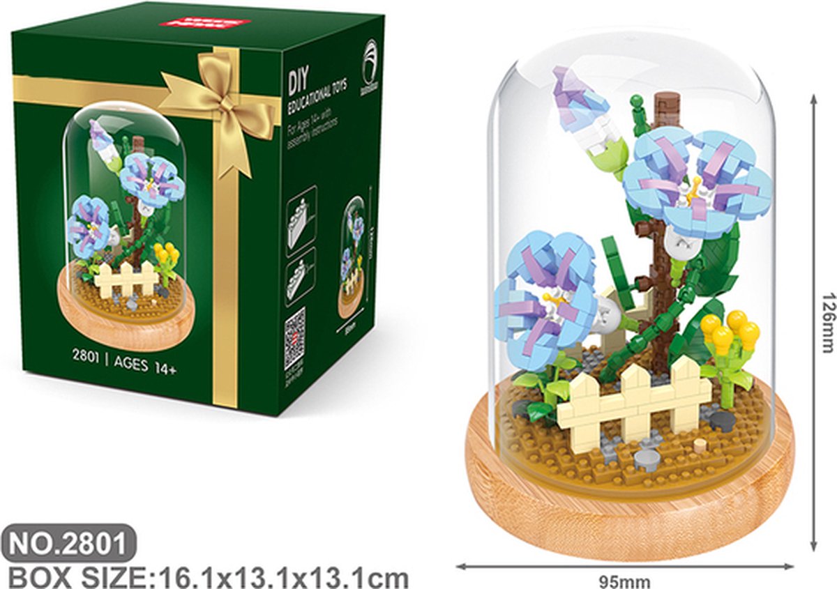 Wise hawk - Bloemen bouwset Morning glory - Nano blokjes - Geen orginele lego bloemen