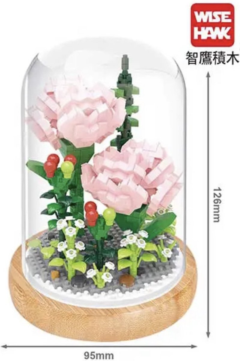 Wise hawk - Bloemen bouwset Roze - Nano blokjes - Geen orginele lego bloemen