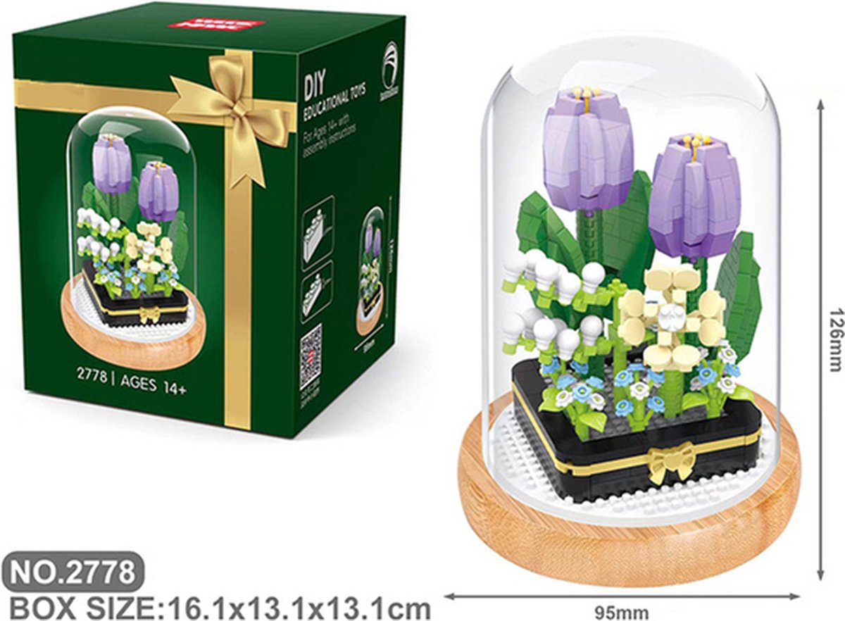 Wise hawk - Bloemen bouwset Tulip - Nano blokjes - Geen orginele lego bloemen