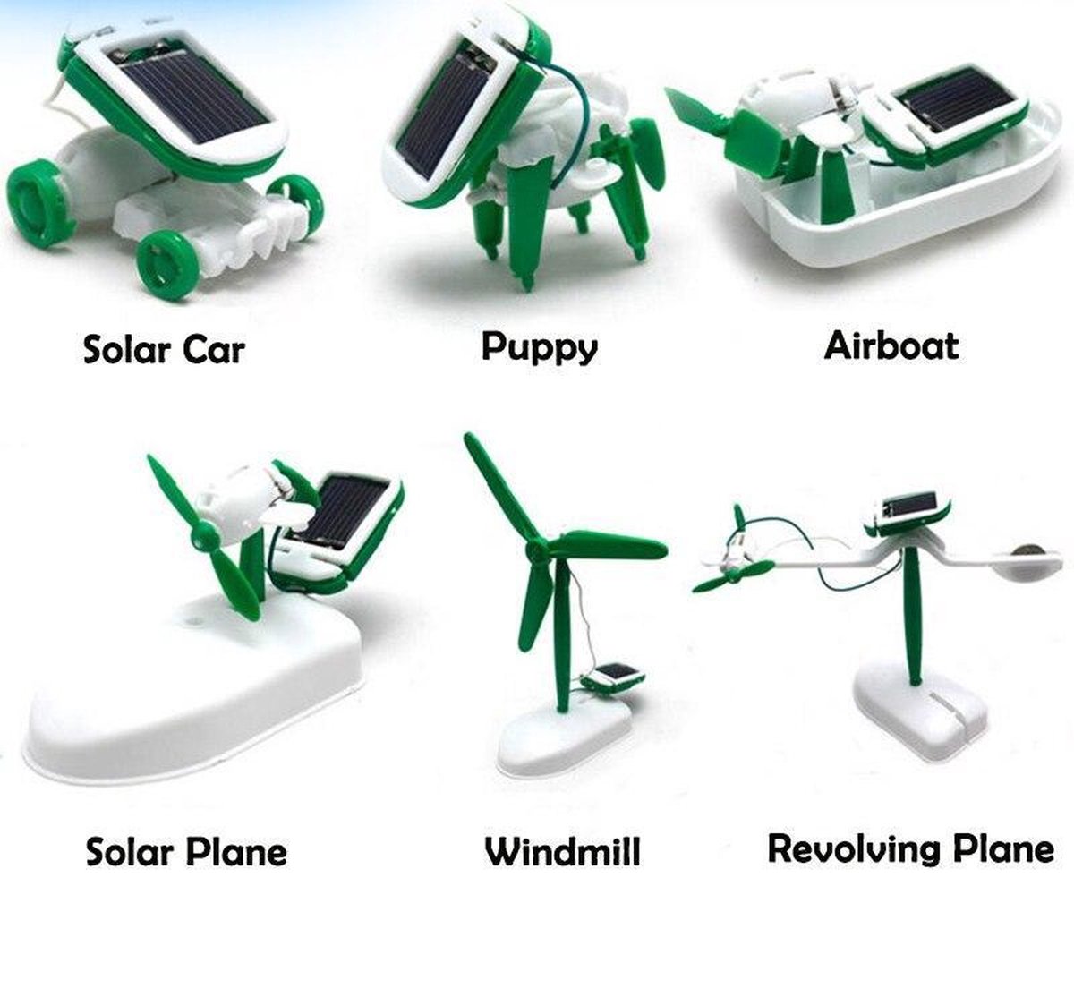 6 in 1 Solar Power Robot Kit - DIY - Educatief Speelgoed - Leerzaam Bouwpakket - Solar Bouwpakket - Robot Bouwpakket - Solar - 6 in 1 - Wit/Groen