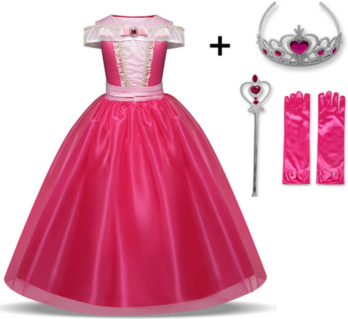 Cinderella Jurk - Assepoester - Jurk voor Meisjes - Prinsessen - Verkleedkleding - Kinderkostuum - 6-7 jaar - 116-122 - Dress Up - Verkleden - Carnaval