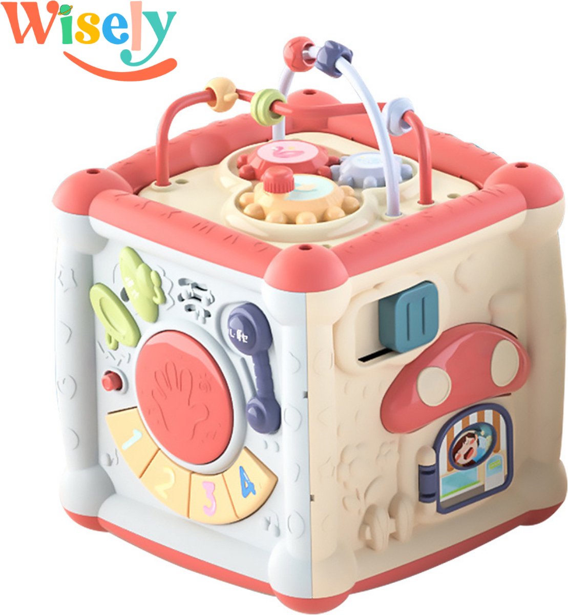 Wisely® - 6 in 1 Activiteiten Kubus – Speelkubus – Activity Center - Educatief Speelgoed – Smartgames voor kinderen – Stimuleert Ontwikkeling Kinderen – Speelgoed Jongens en Meisjes – Ontwikkelingsspeelgoed