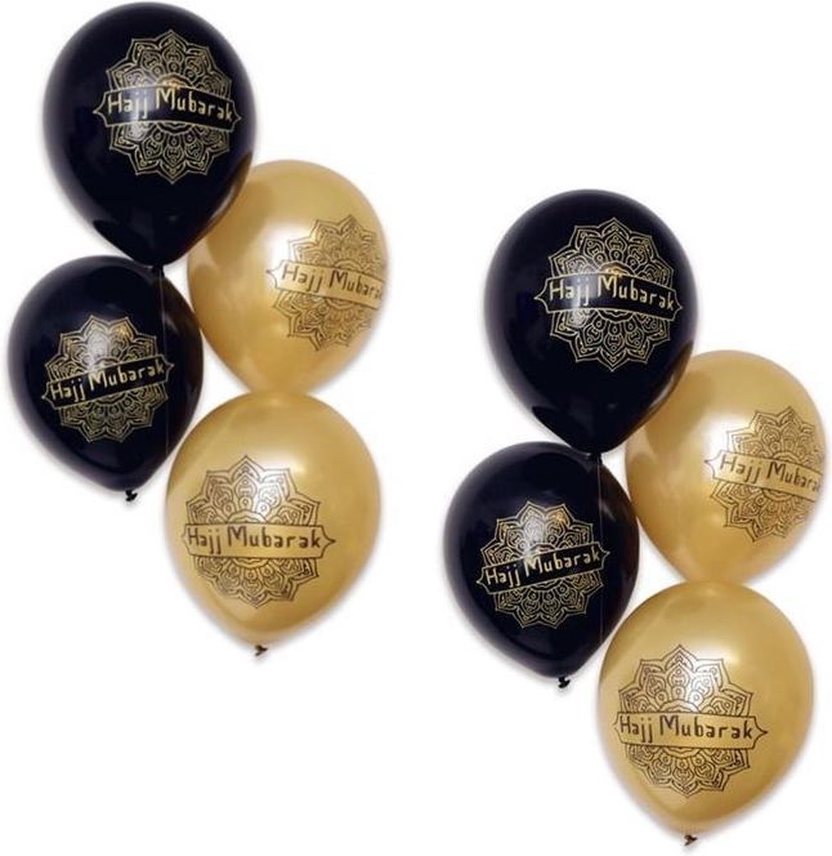 10x stuks Ramadan Mubarak thema ballonnen zwart/goud 30 cm - Suikerfeest/offerfeest versieringen/decoraties