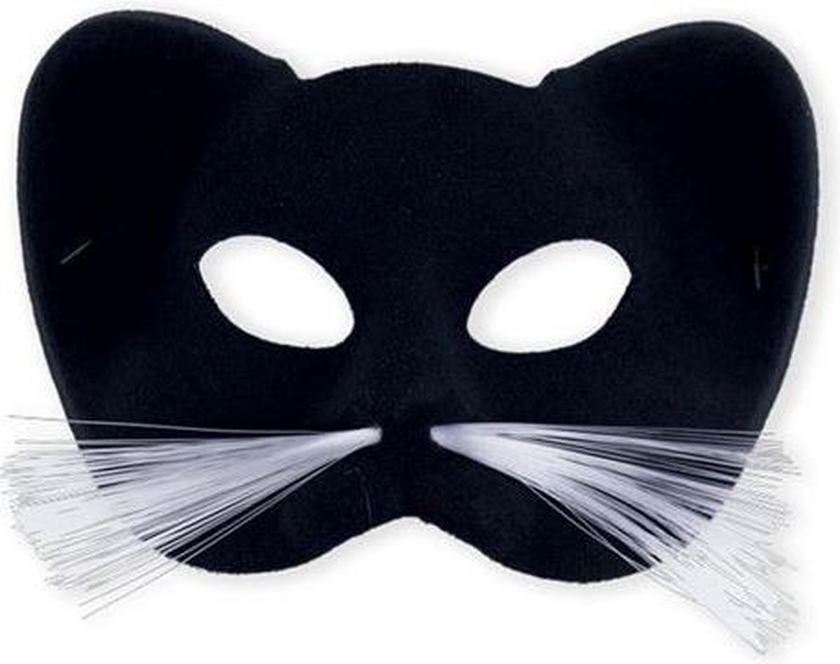 Kattenmasker zwart met snorharen