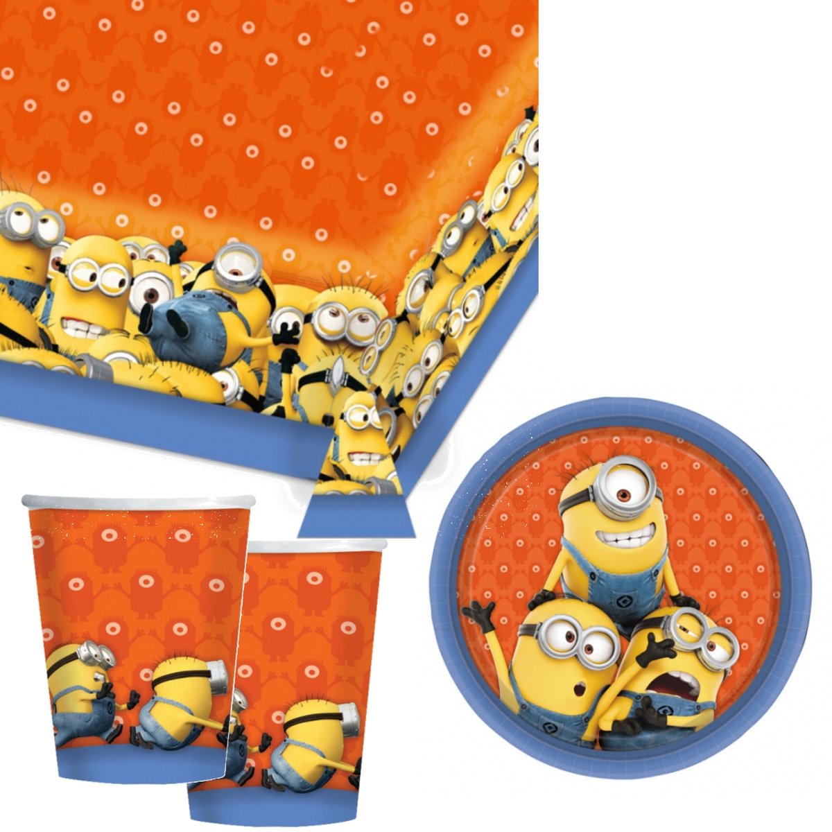 Kinderfeestje Minions thema tafel dekken eetset voor 16x kinderen - bordjes/bekers/tafelkleden