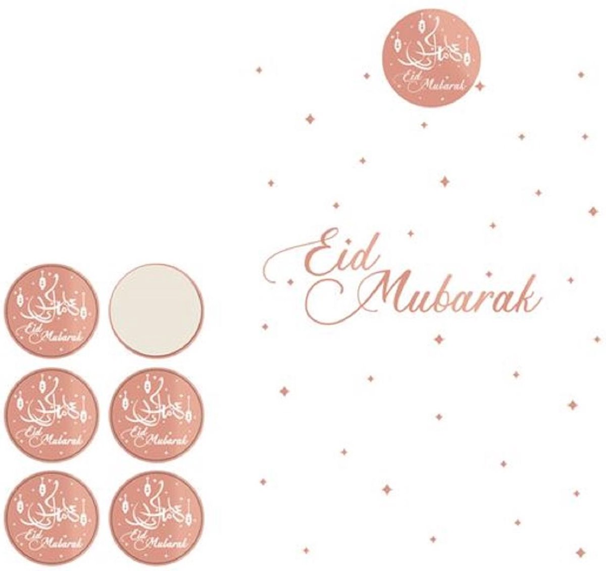 Uitdeel Suikerfeest Offerfeest Snoepzakjes Eid Mubarak papier (6st) Roségoud