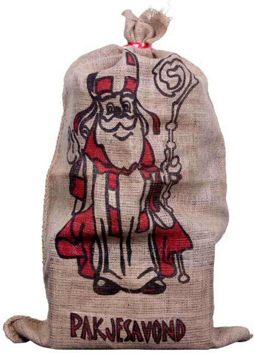 Witbaard - De zak van Sinterklaas - 60x102cm - Rood/zwart