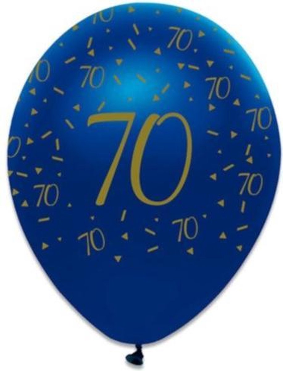 Witbaard Ballonnen 70 Jaar 30 Cm Latex Blauw/goud 6 Stuks