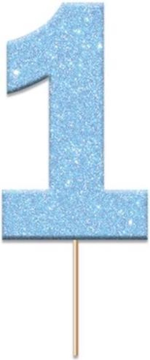 Witbaard Caketopper 1 Glitter 4 Cm Karton Blauw 12 Stuks