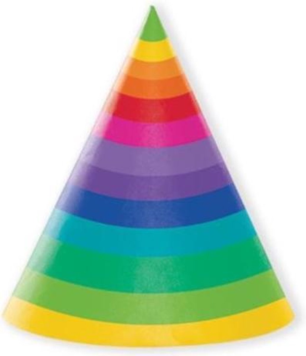 Witbaard Feesthoedjes Regenboog Karton 25cm 8 Stuks