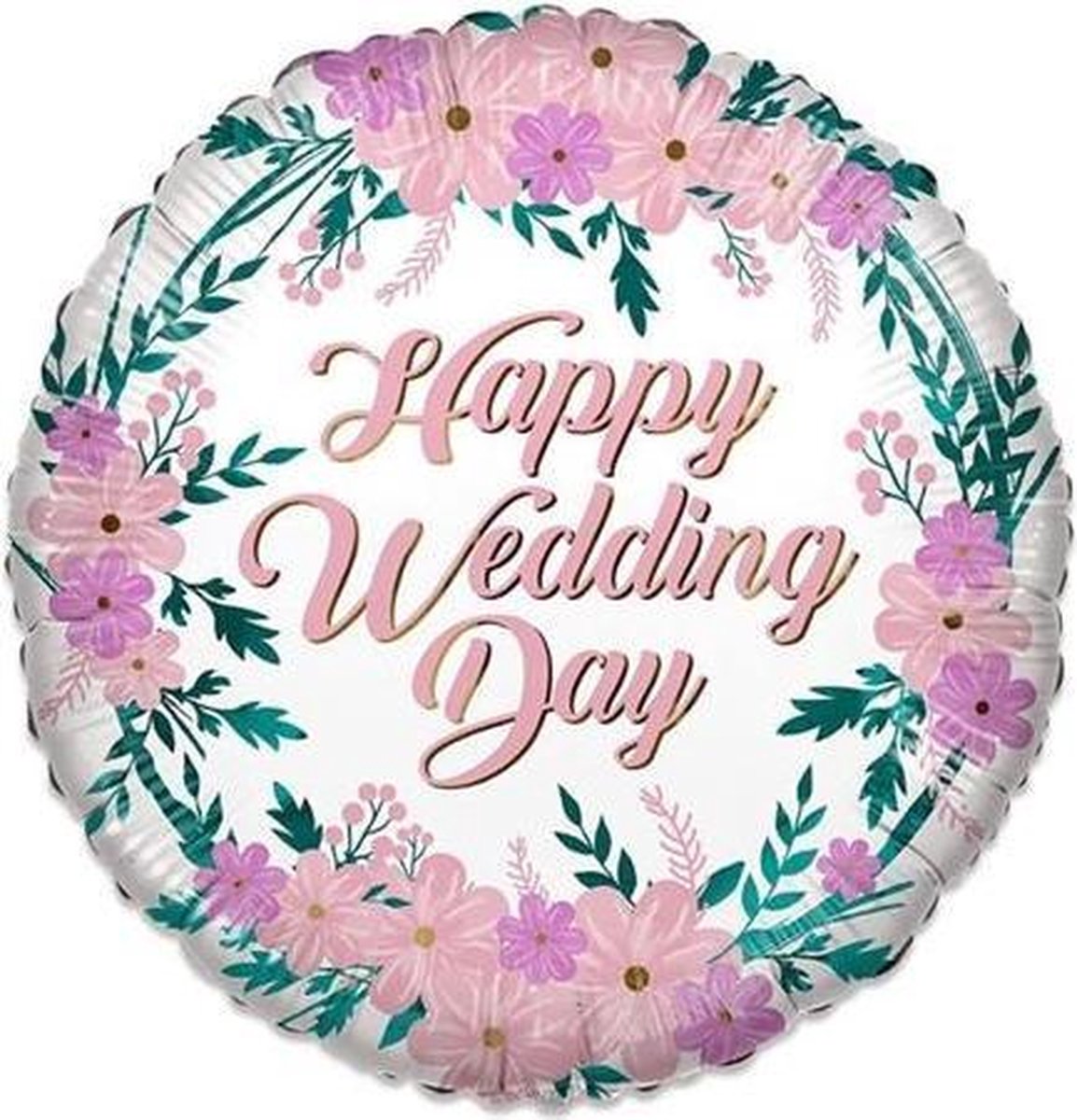 Witbaard Folieballon Eco Happy Wedding Day 46 Cm Roze/wit