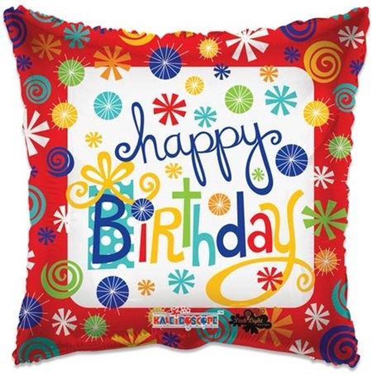 Witbaard Folieballon Happy Birthday Swirls 46 Cm Rood/wit