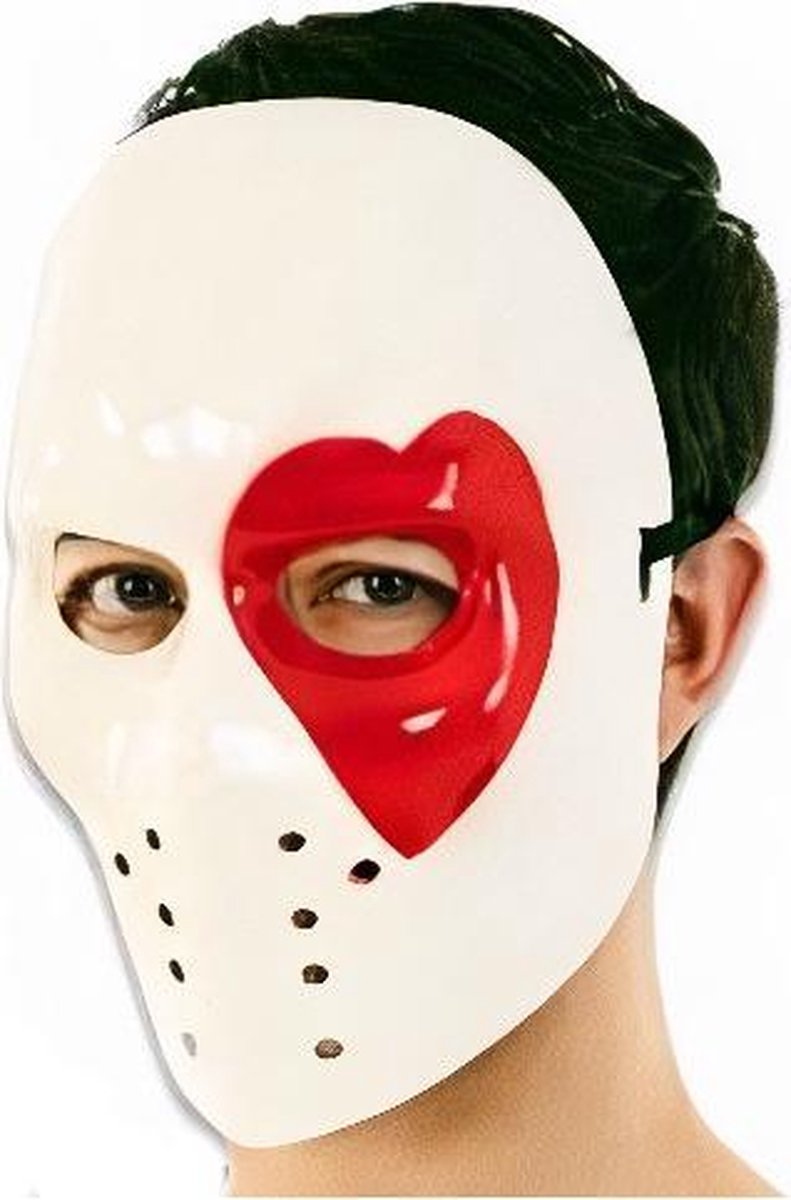 Witbaard Gezichtsmasker Poker Harten Abs Wit One-size