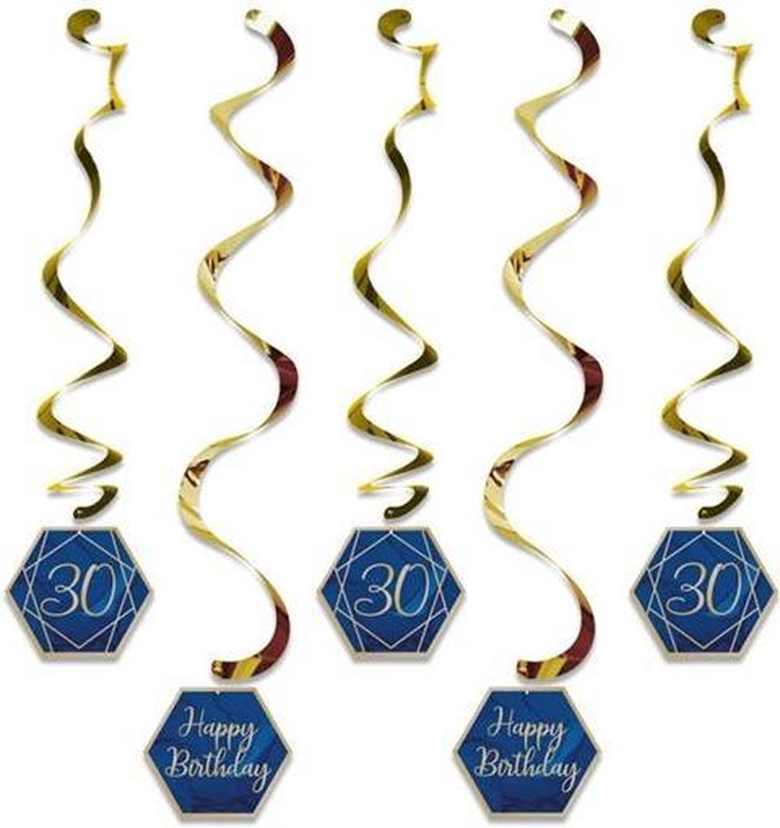 Witbaard Hangdecoratie 30 Jaar 99 Cm Navy/goud 5 Stuks