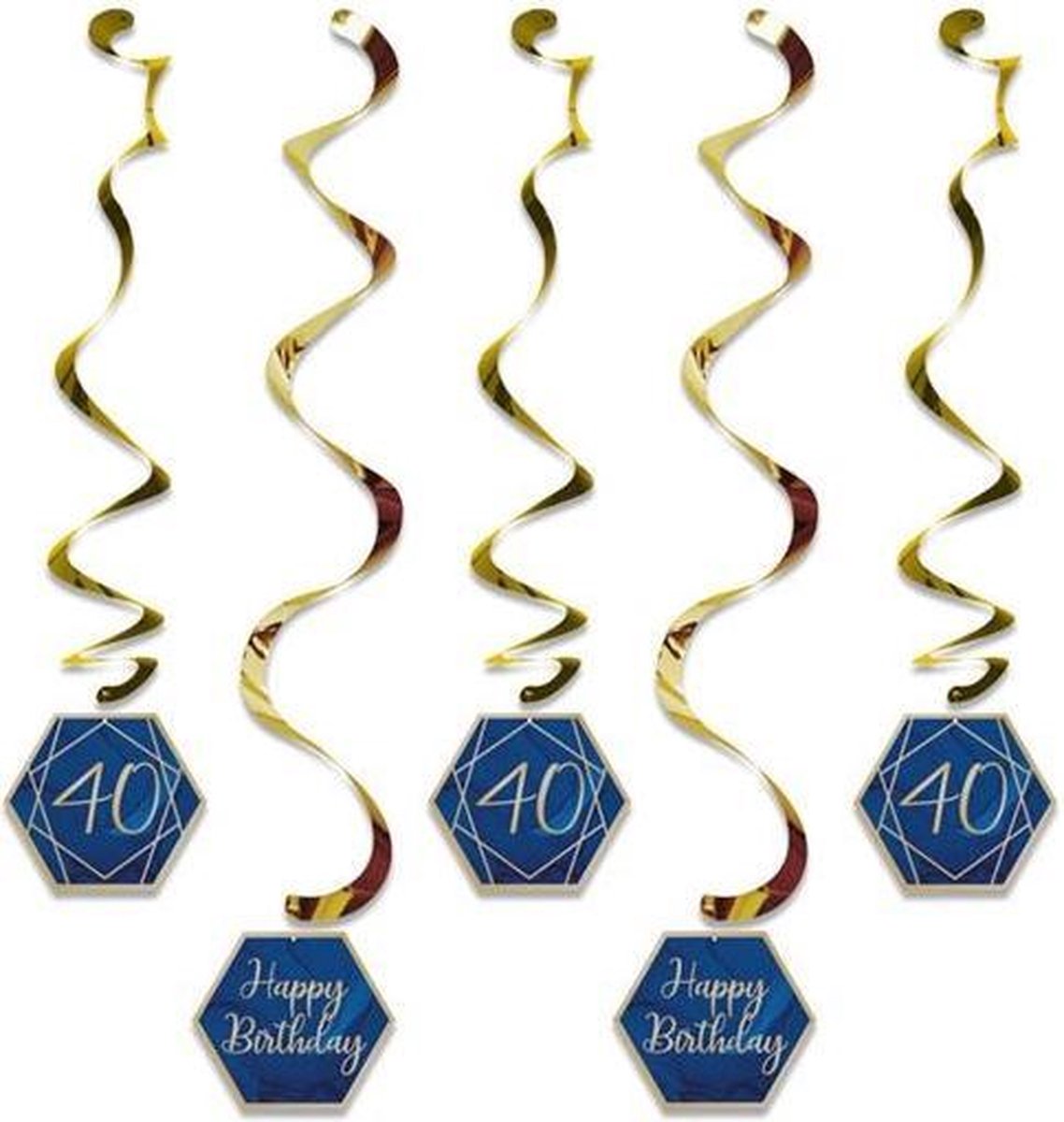 Witbaard Hangdecoratie 40 Jaar 99 Cm Navy/goud 5 Stuks