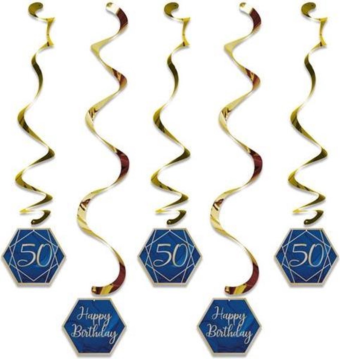 Witbaard Hangdecoratie 50 Jaar 99 Cm Navy/goud 5 Stuks