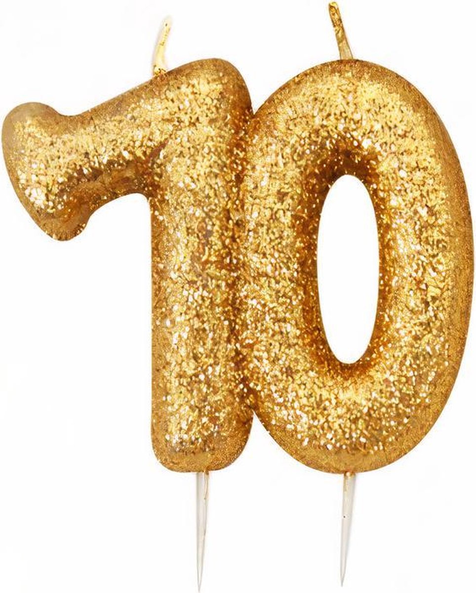   Nummerkaars 70 Glitter 7 Cm Wax Goud