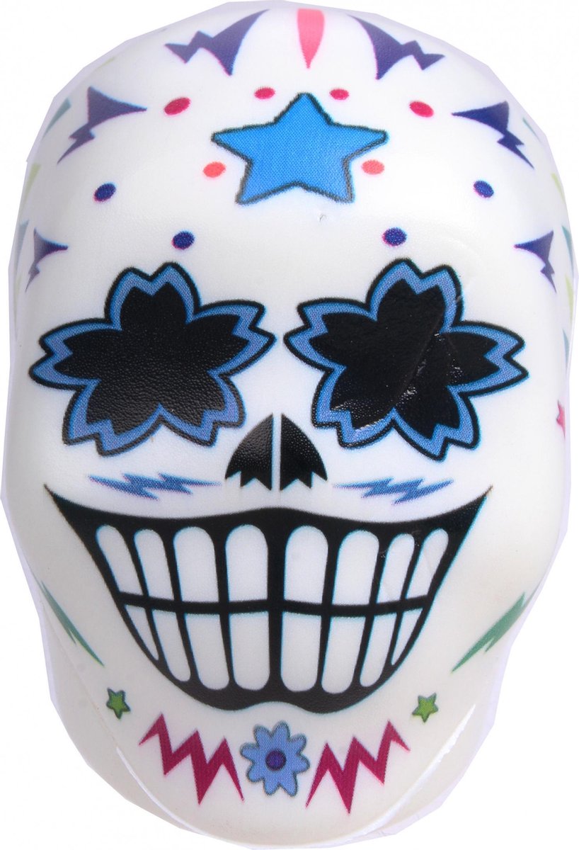 Witbaard Stressbal Bloemen Doodshoofd Foam Blauw