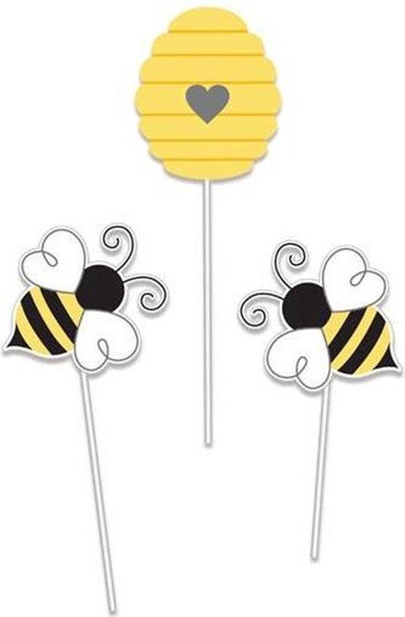 Witbaard Taartdecoratiesticks Bumblebee Baby (3st)