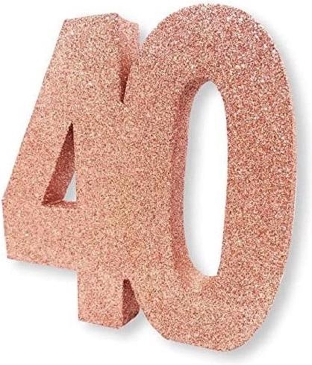 Witbaard Tafeldecoratie 40 Jaar 20 Cm Glitter Roségoud