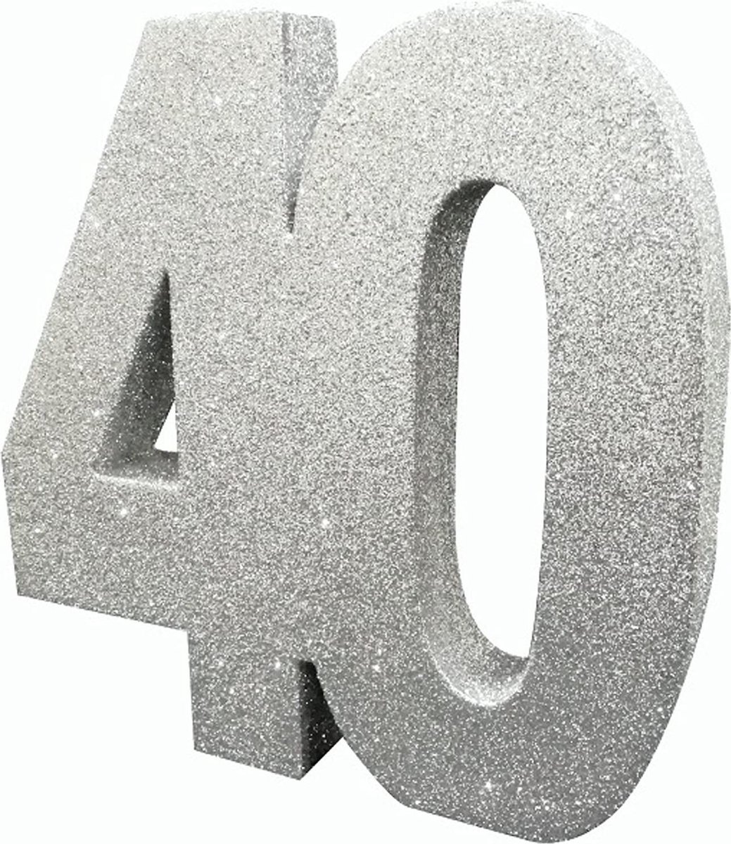 Witbaard Tafeldecoratie 40 Jaar 20 Cm Glitter Zilver