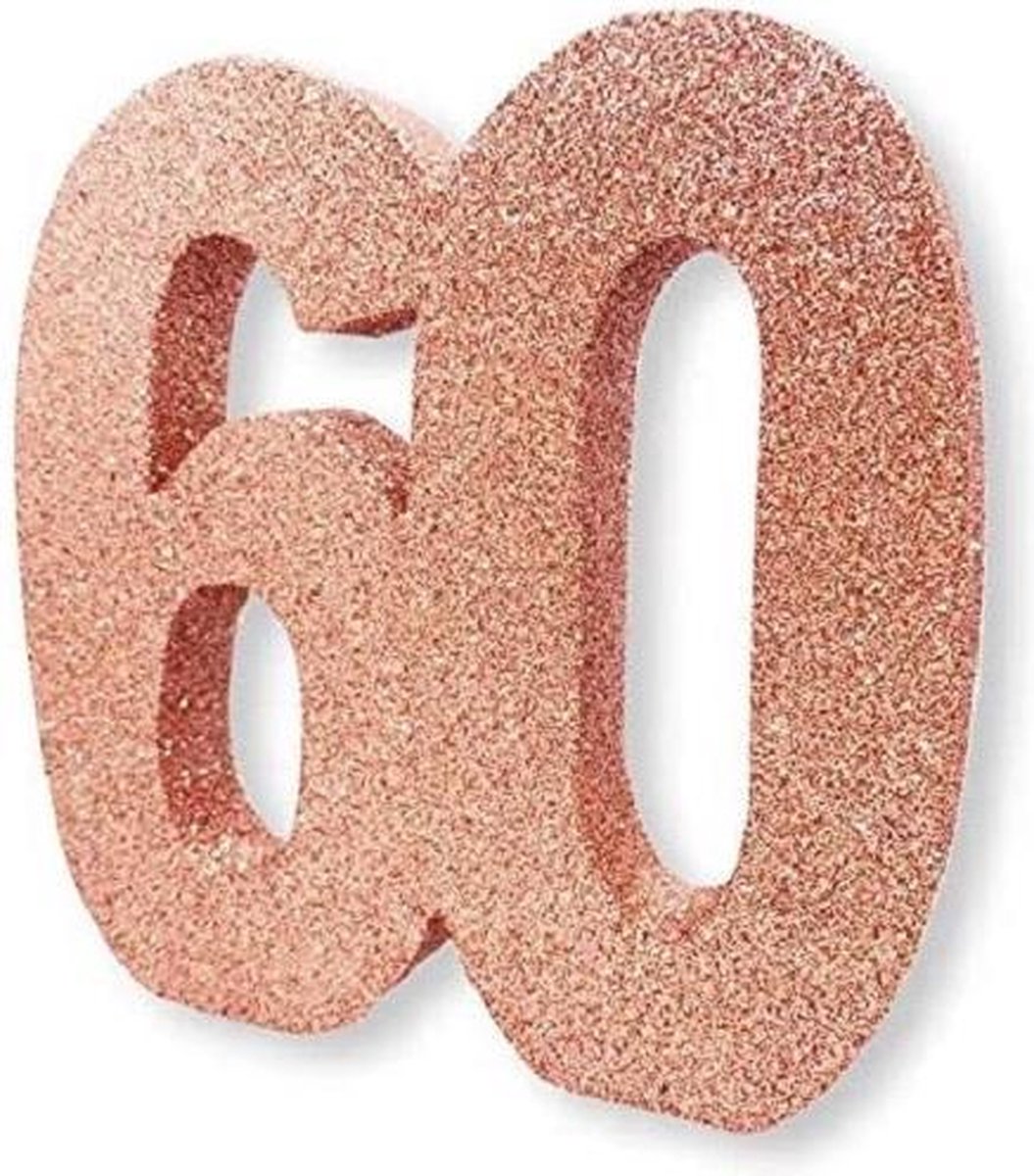 Witbaard Tafeldecoratie 60 Jaar 20 Cm Glitter Roségoud