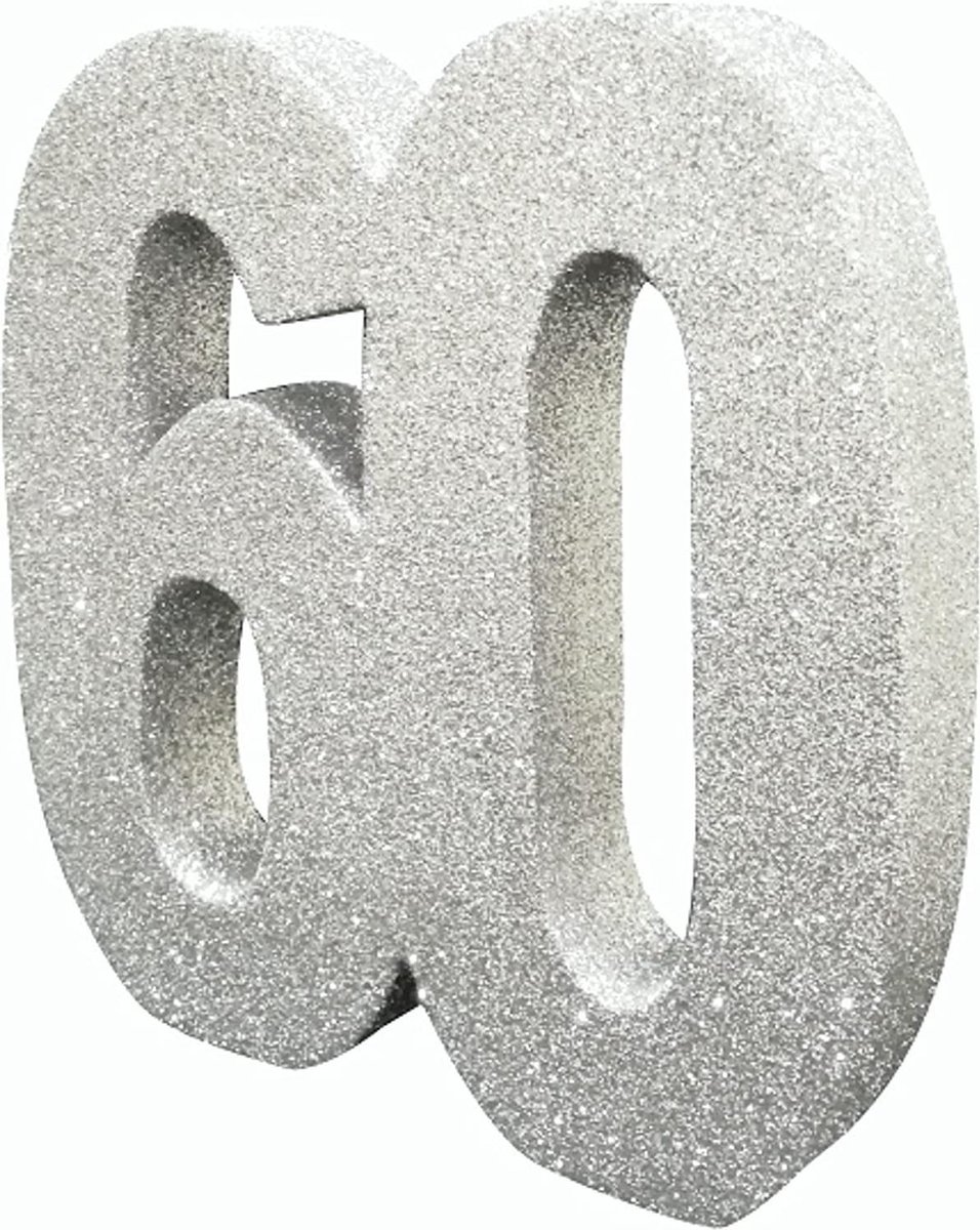 Witbaard Tafeldecoratie 60 Jaar 20 Cm Glitter Zilver