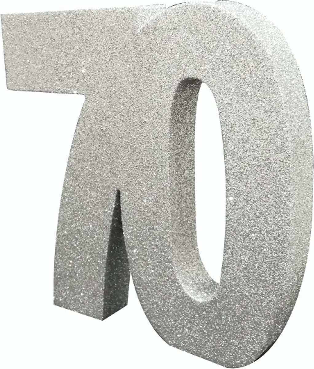 Witbaard Tafeldecoratie 70 Jaar 20 Cm Glitter Zilver