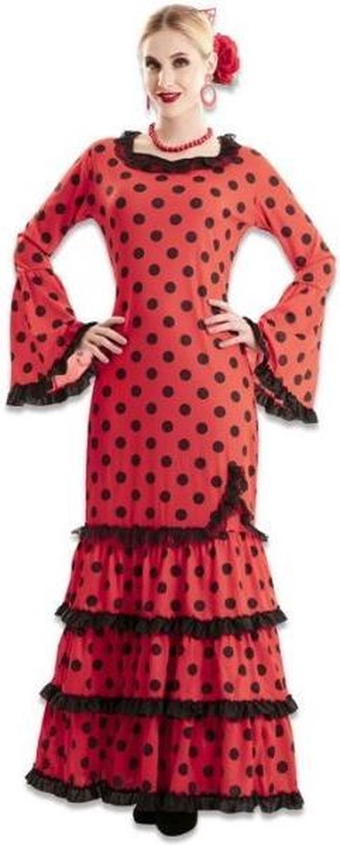 Witbaard Verkleedjurk Flamenco Dames Polyester Rood Maat Xl