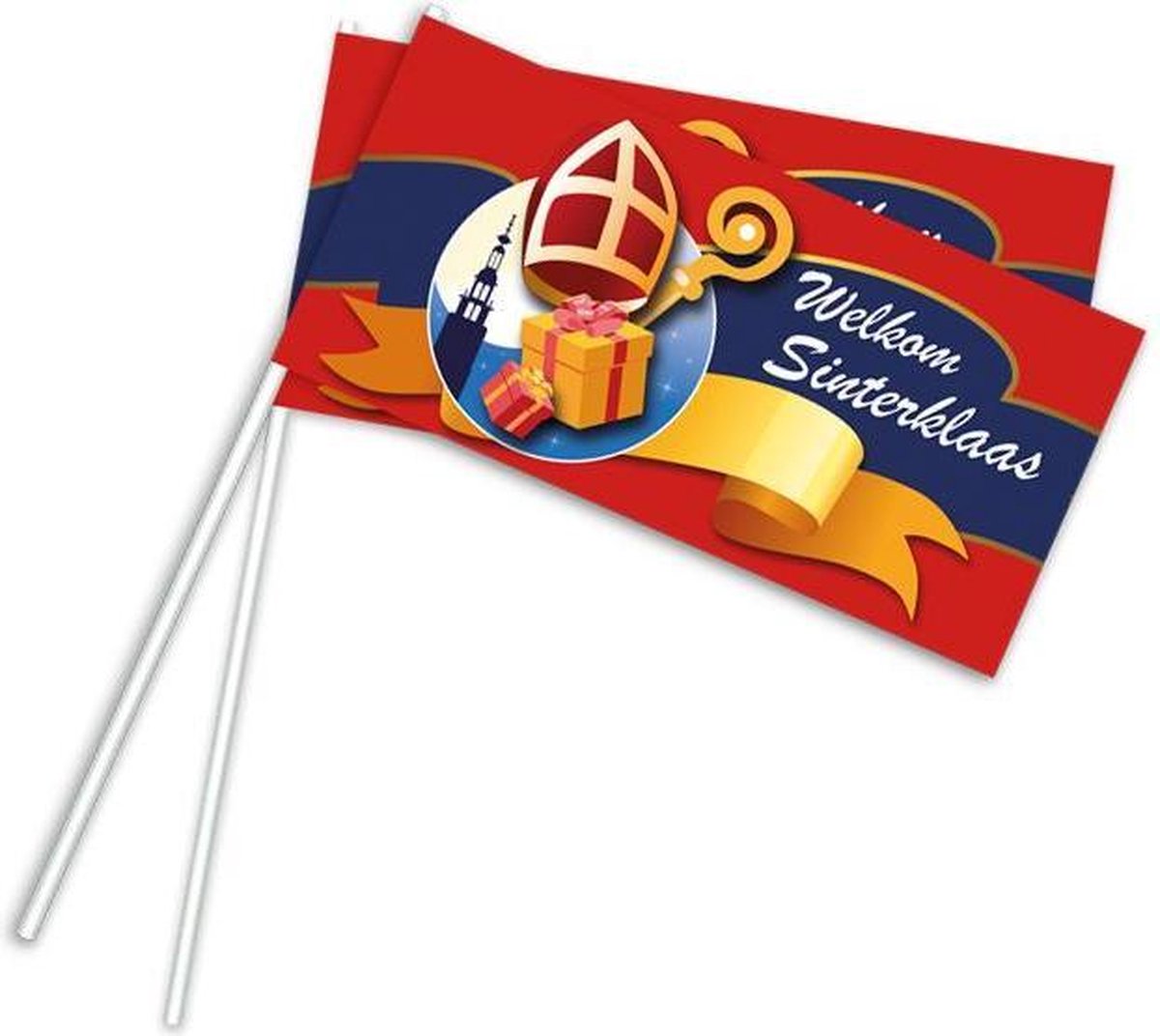   Zwaaivlag Sinterklaas 22 X 12 Cm Papier Rood 50 Stuks