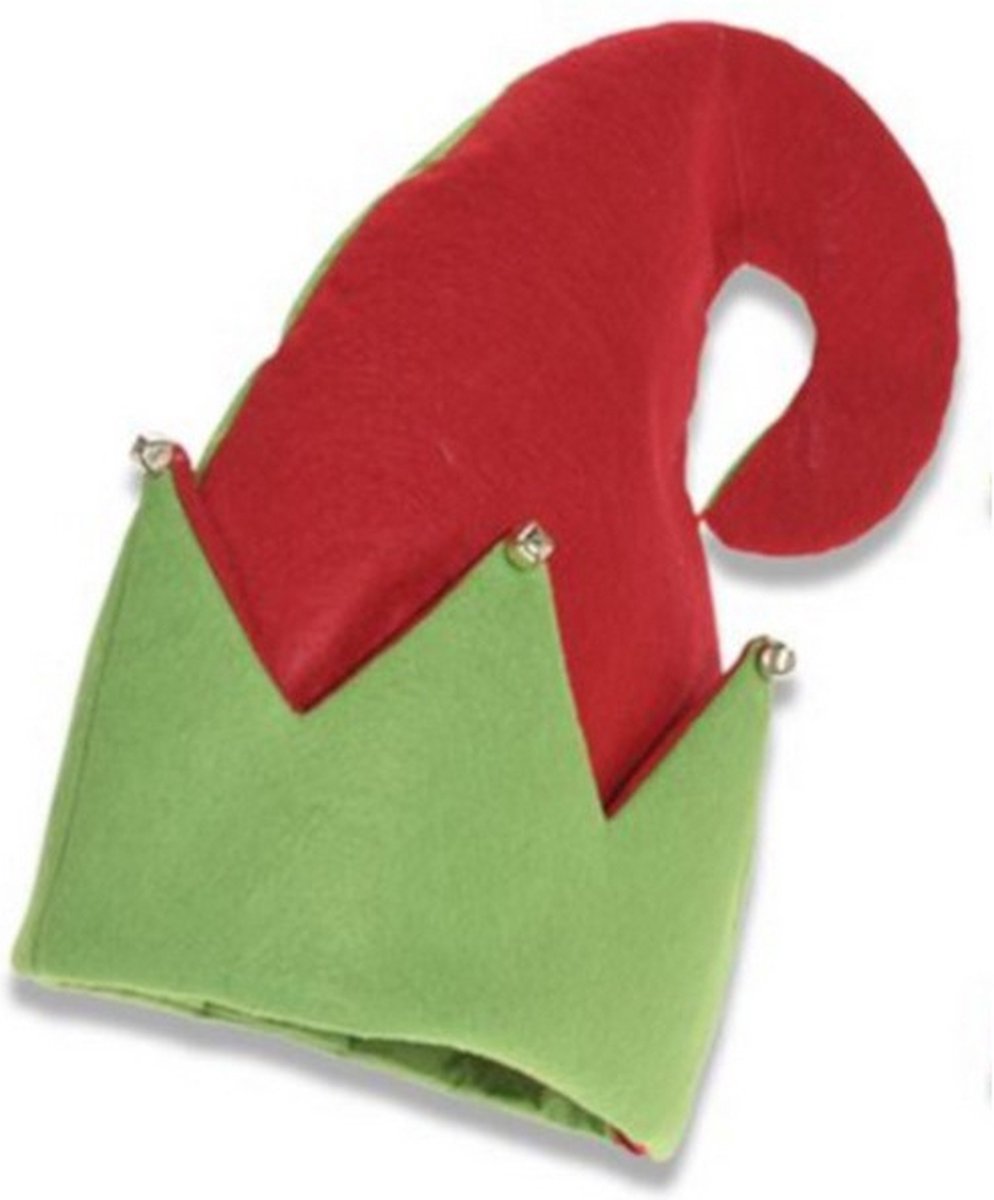 elfenmuts polyester rood/groen one-size