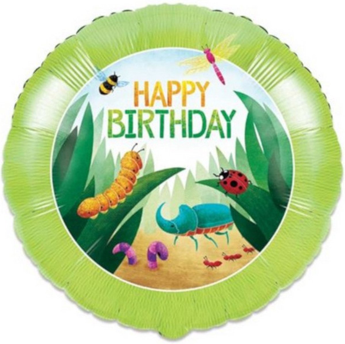 folieballon Birthday Bugs junior 46 cm groen