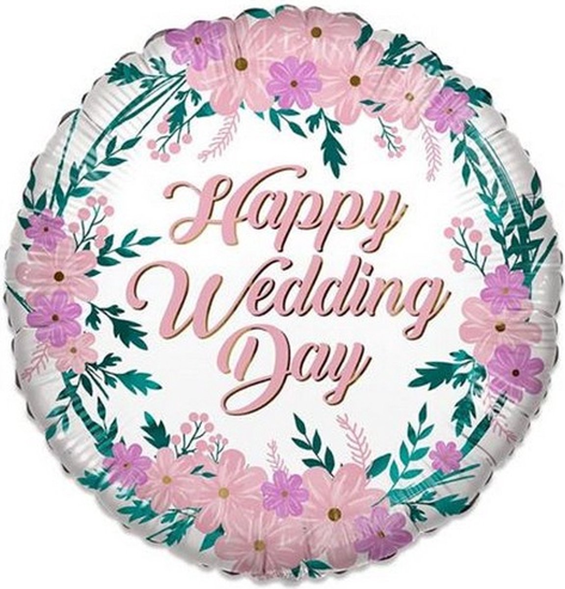 folieballon Eco Happy Wedding Day 46 cm roze/wit