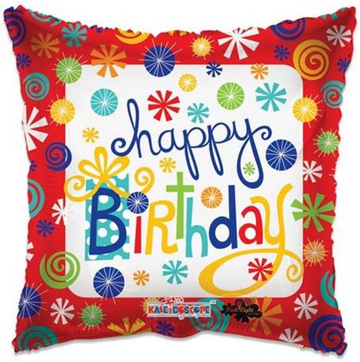 folieballon Happy Birthday Swirls 46 cm rood/wit