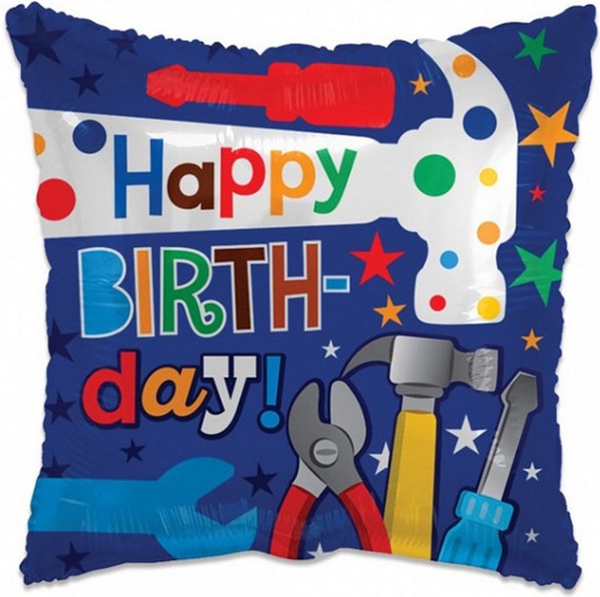 folieballon Happy Birthday tools jongens 46 cm blauw