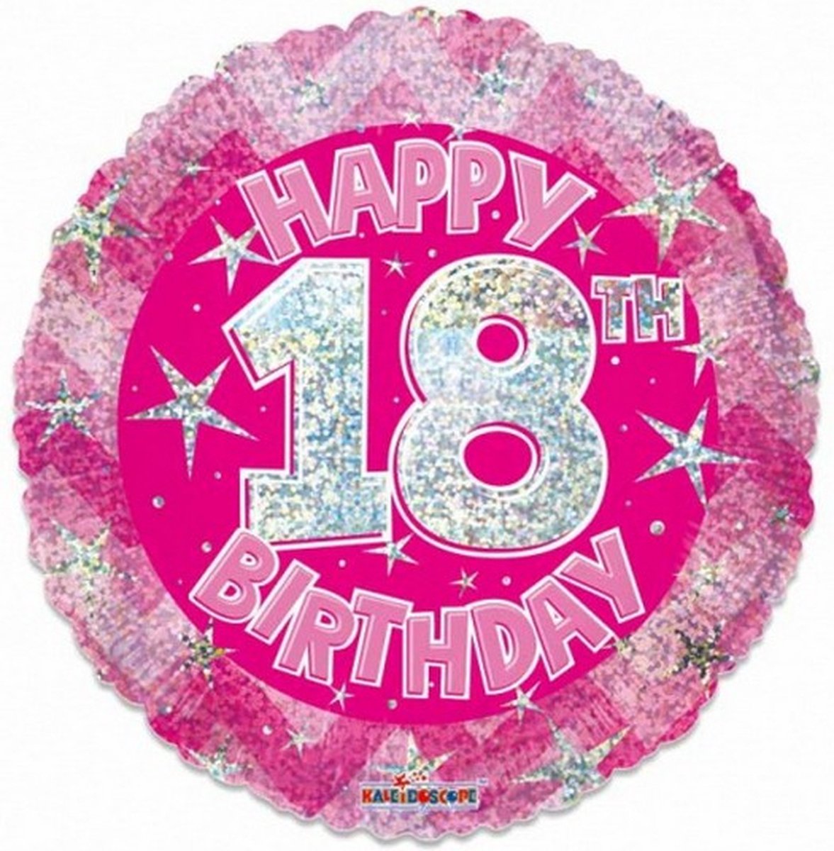 folieballon Holographic 18 jaar 46 cm roze