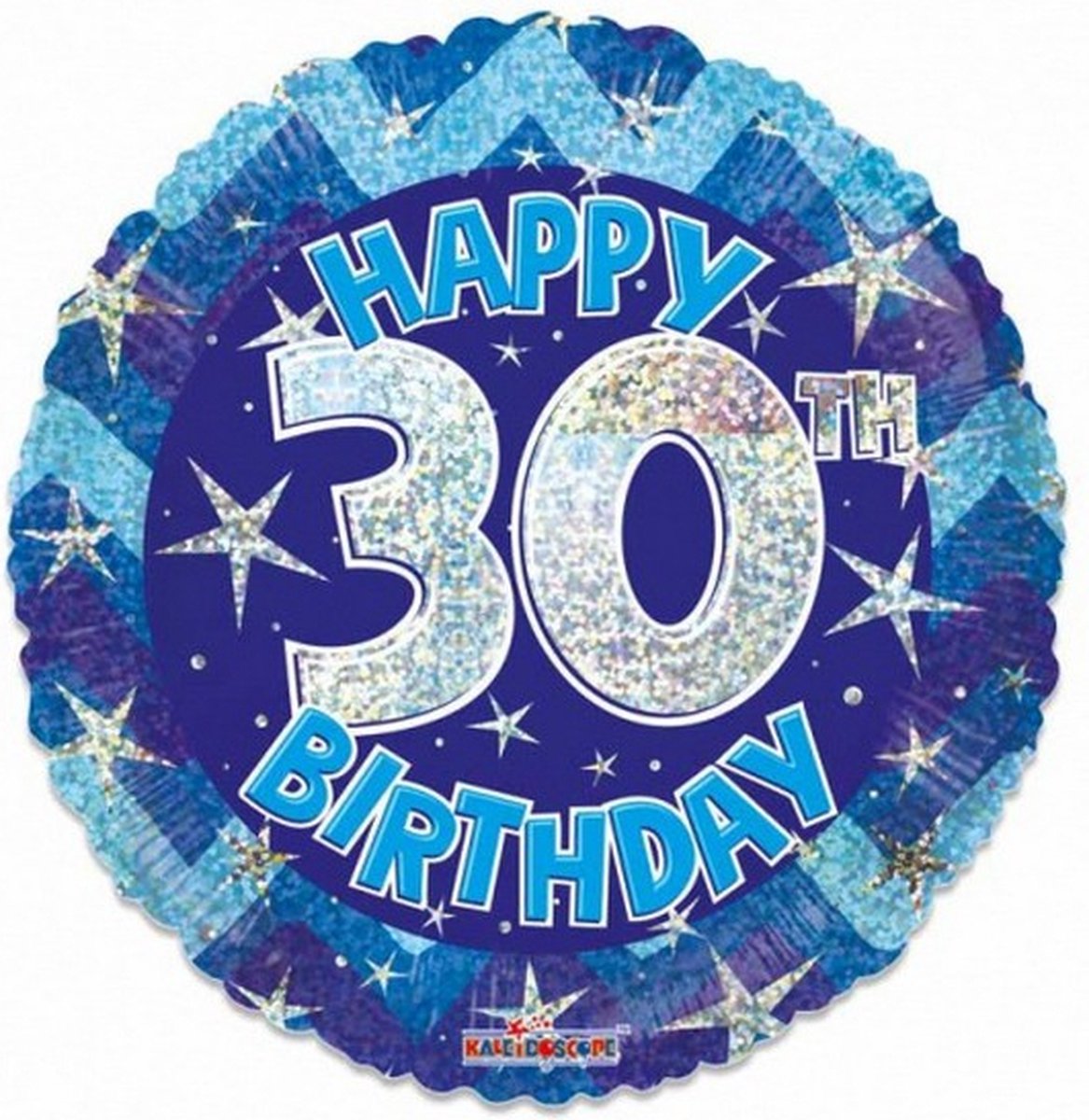 folieballon Holographic 30 jaar 46 cm blauw