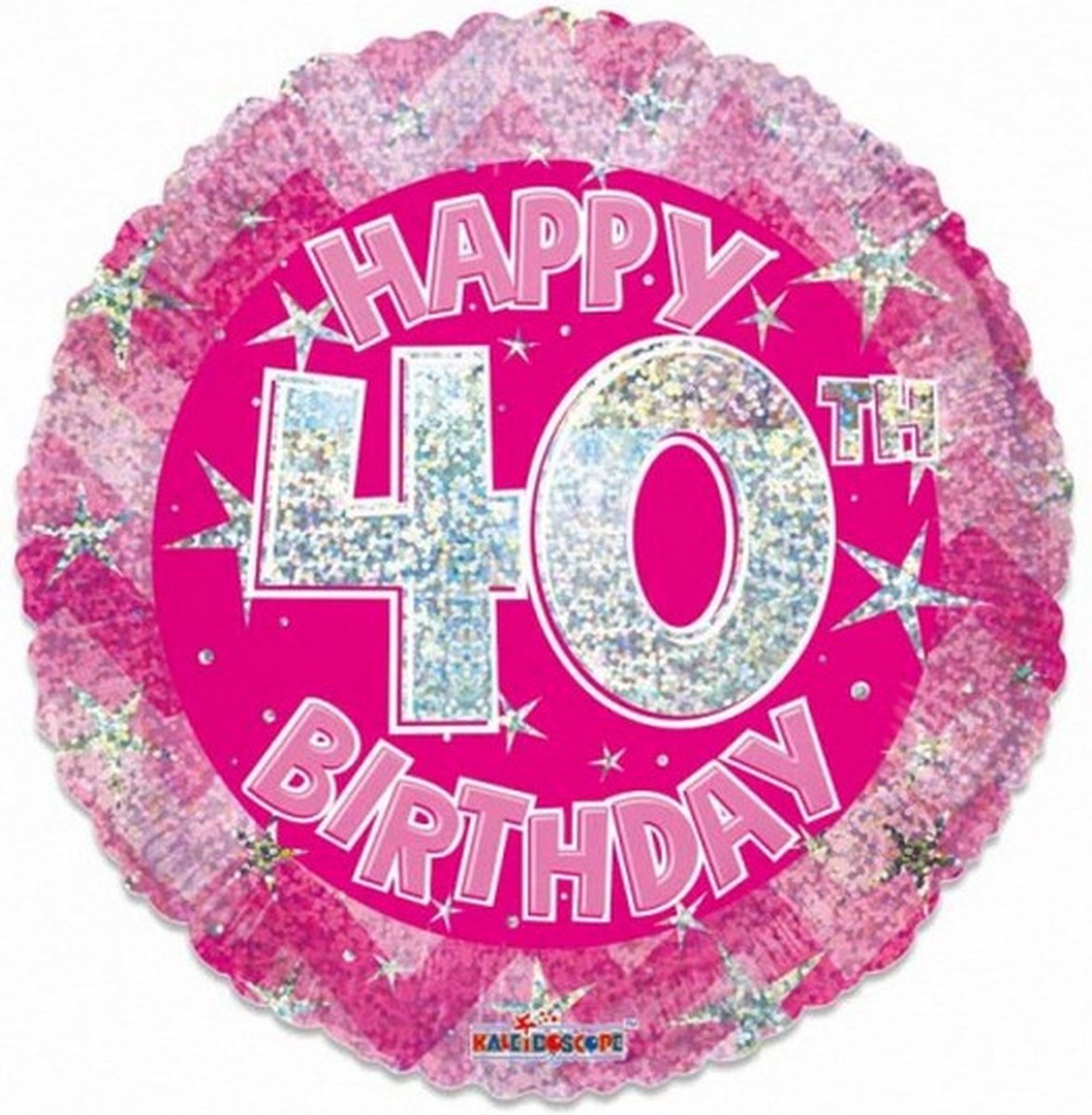 folieballon Holographic 40 jaar 46 cm roze