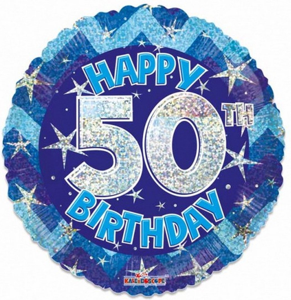 folieballon Holographic 50 jaar 46 cm blauw