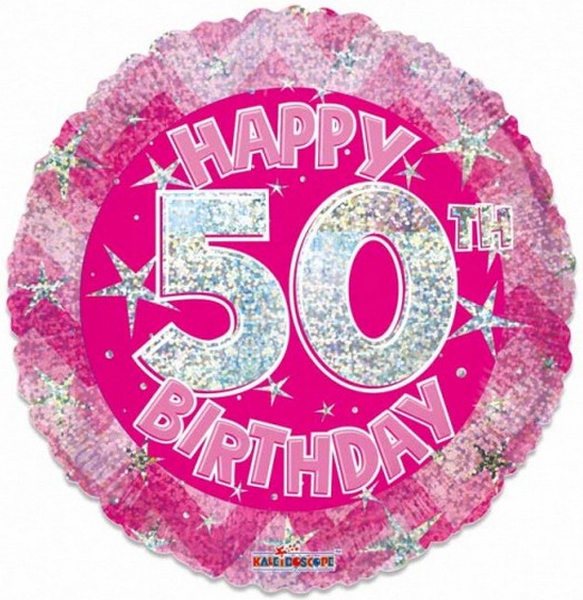 folieballon Holographic 50 jaar 46 cm roze