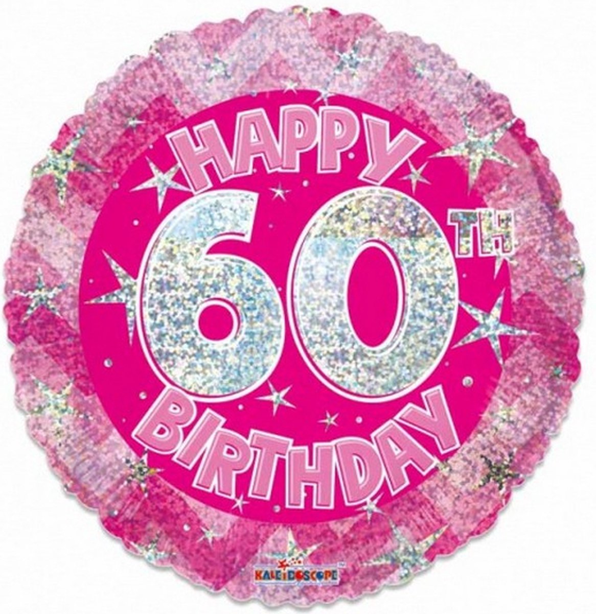 folieballon Holographic 60 jaar 46 cm roze