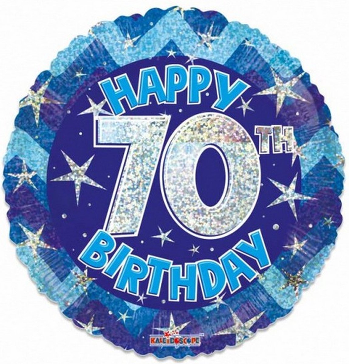 folieballon Holographic 70 jaar 46 cm blauw