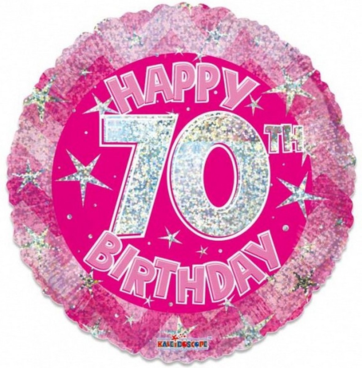 folieballon Holographic 70 jaar 46 cm roze