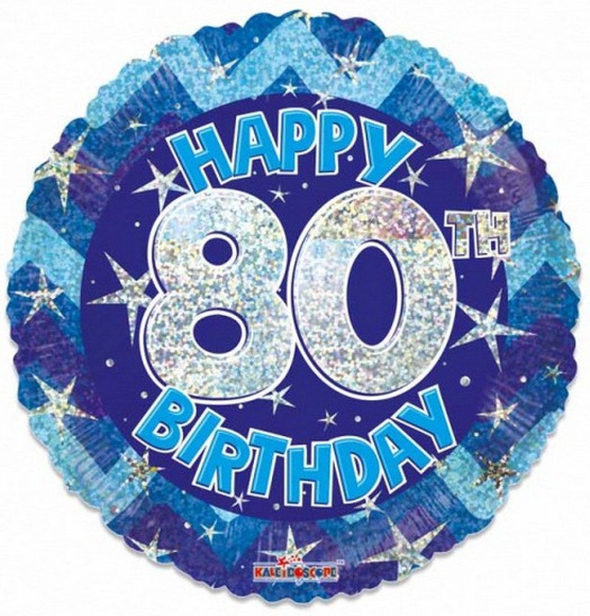 folieballon Holographic 80 jaar 46 cm blauw